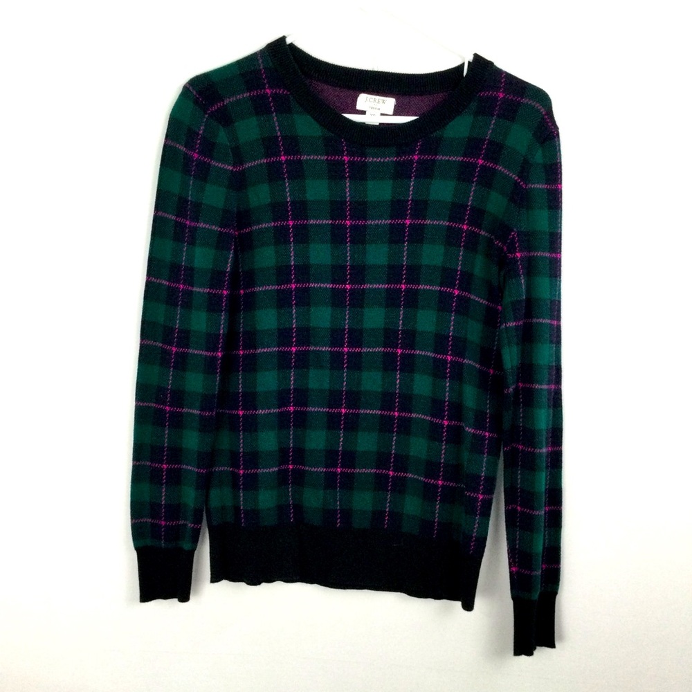 J Crew Teddie Plaid Sweater womens size XS